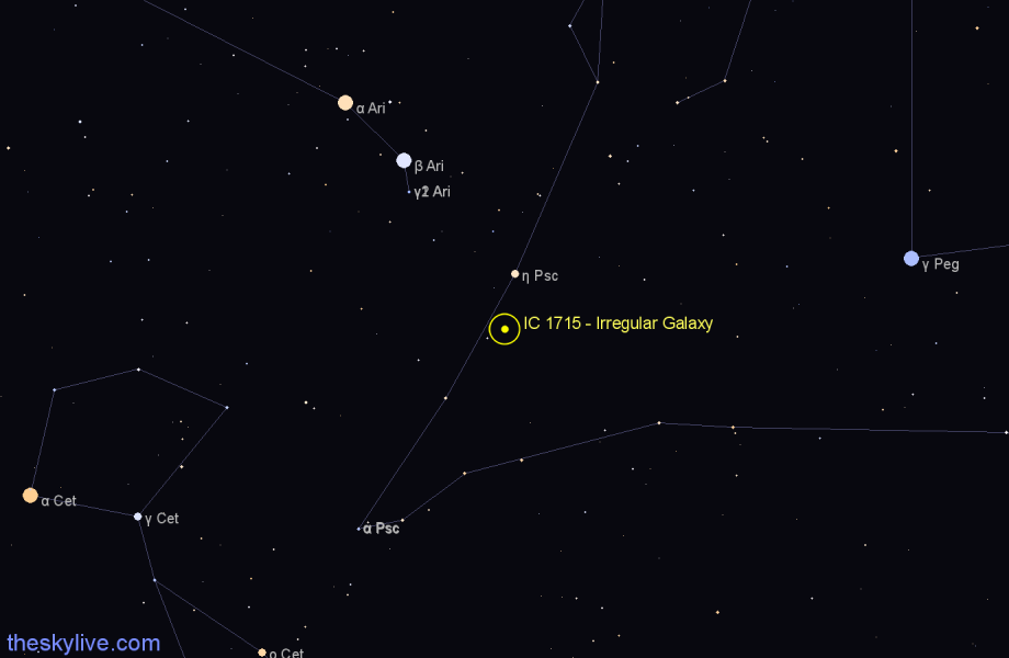 Finder chart IC 1715 - Irregular Galaxy in Pisces star