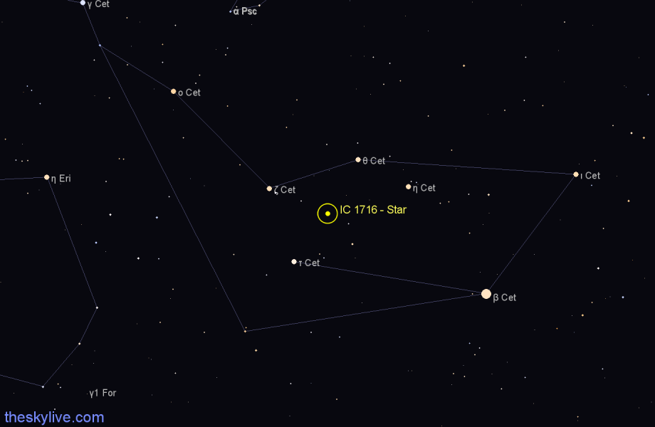 Finder chart IC 1716 - Star in Cetus star