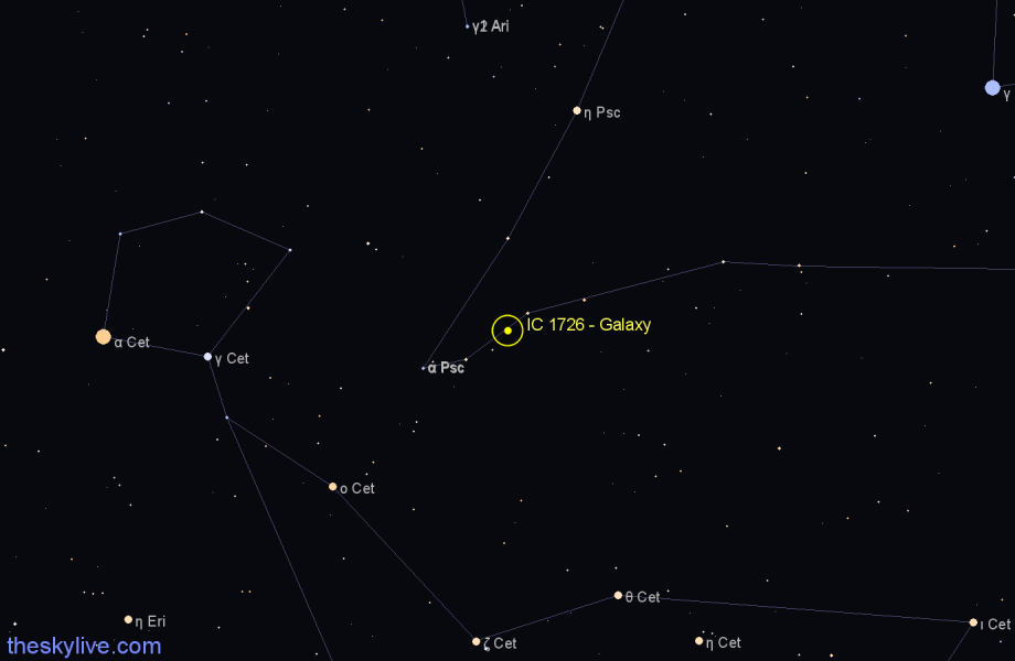 Finder chart IC 1726 - Galaxy in Pisces star