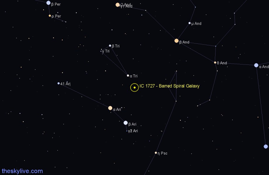 Finder chart IC 1727 - Barred Spiral Galaxy in Triangulum star