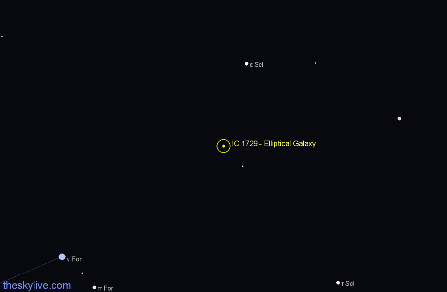 Finder chart IC 1729 - Elliptical Galaxy in Fornax star