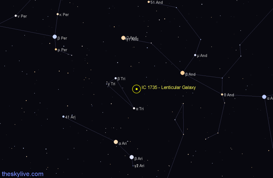 Finder chart IC 1735 - Lenticular Galaxy in Triangulum star