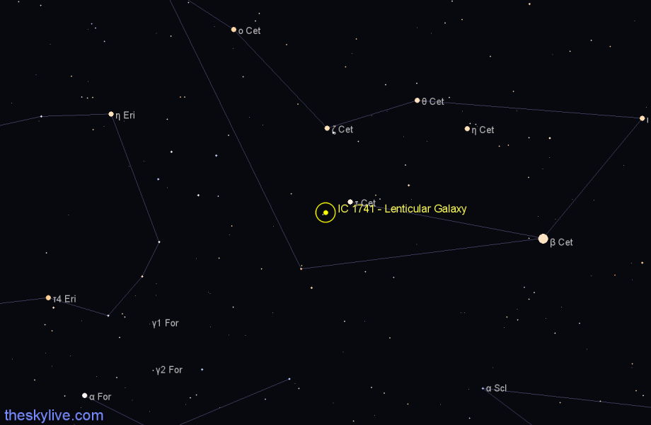 Finder chart IC 1741 - Lenticular Galaxy in Cetus star