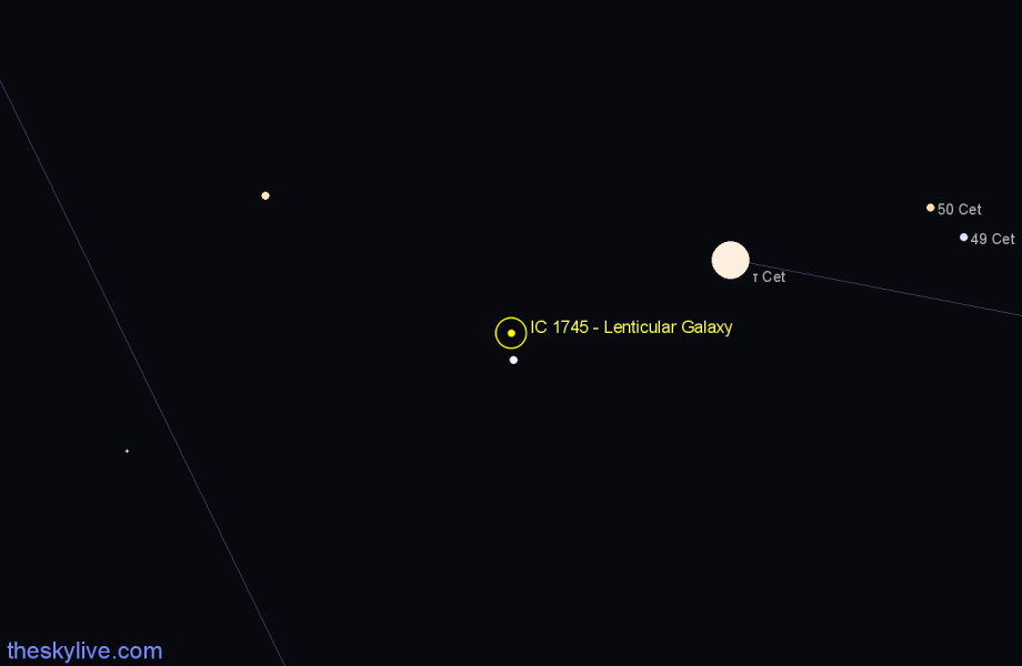 Finder chart IC 1745 - Lenticular Galaxy in Cetus star