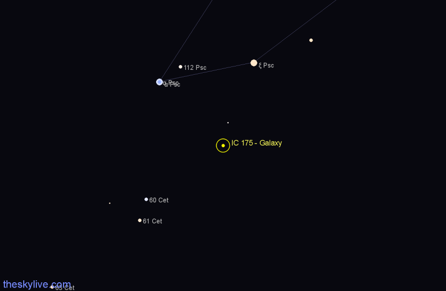 Finder chart IC 175 - Galaxy in Cetus star