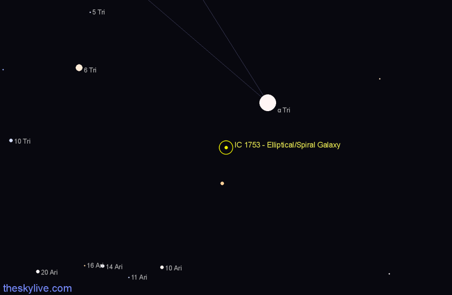 Finder chart IC 1753 - Elliptical/Spiral Galaxy in Triangulum star