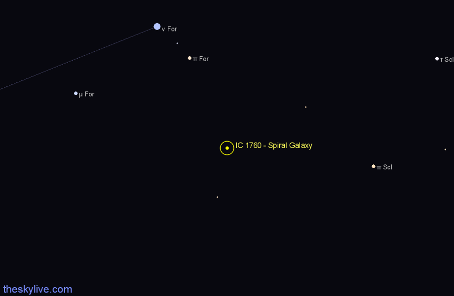 Finder chart IC 1760 - Spiral Galaxy in Fornax star