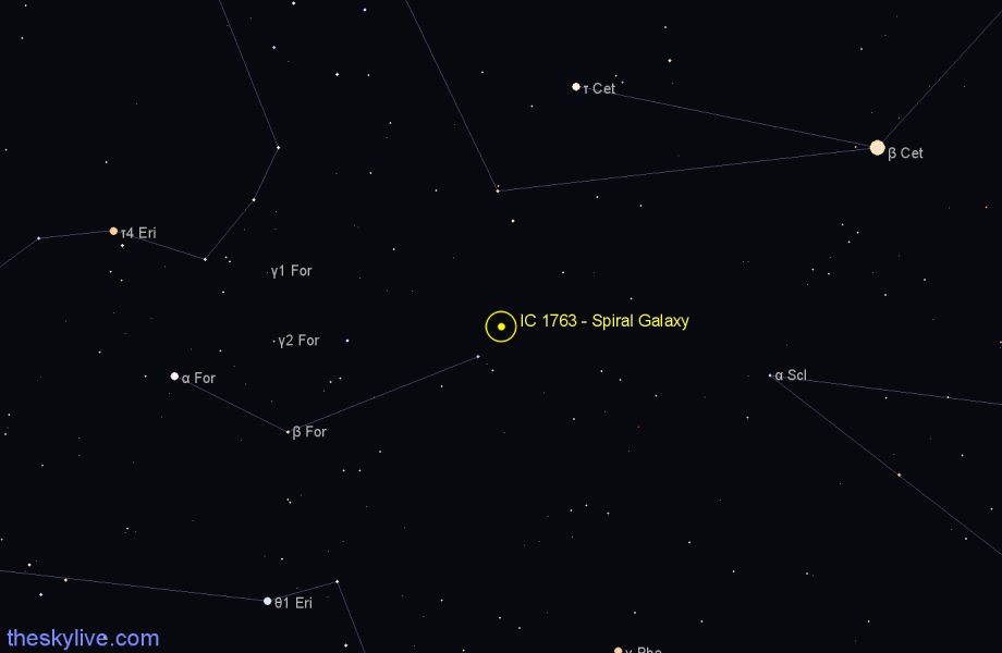 Finder chart IC 1763 - Spiral Galaxy in Fornax star