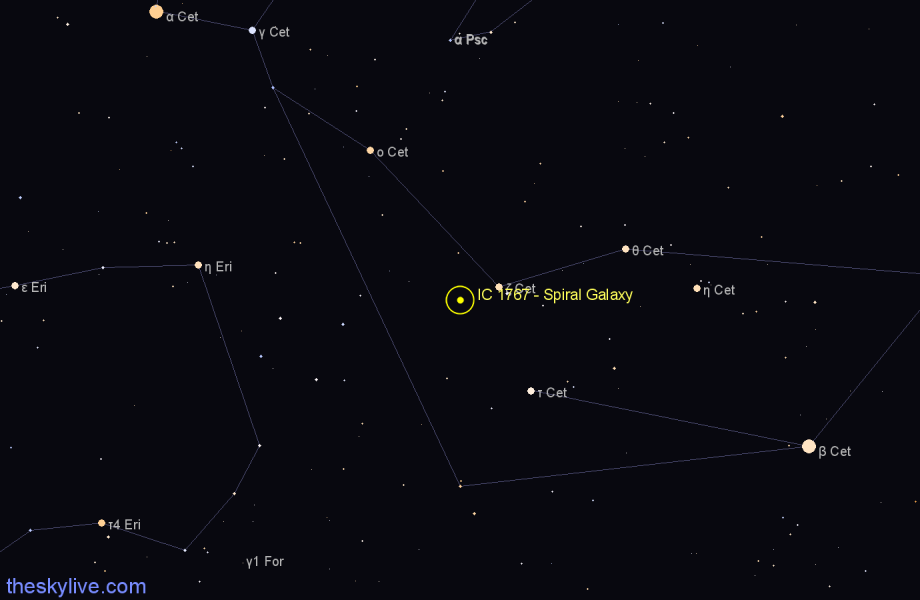 Finder chart IC 1767 - Spiral Galaxy in Cetus star