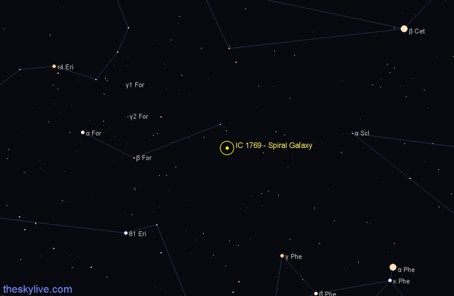 Finder chart IC 1769 - Spiral Galaxy in Fornax star