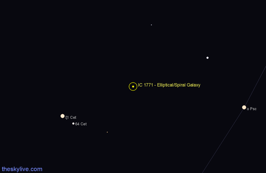 Finder chart IC 1771 - Elliptical/Spiral Galaxy in Pisces star