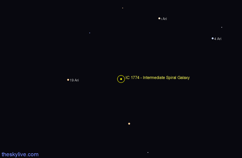 Finder chart IC 1774 - Intermediate Spiral Galaxy in Aries star
