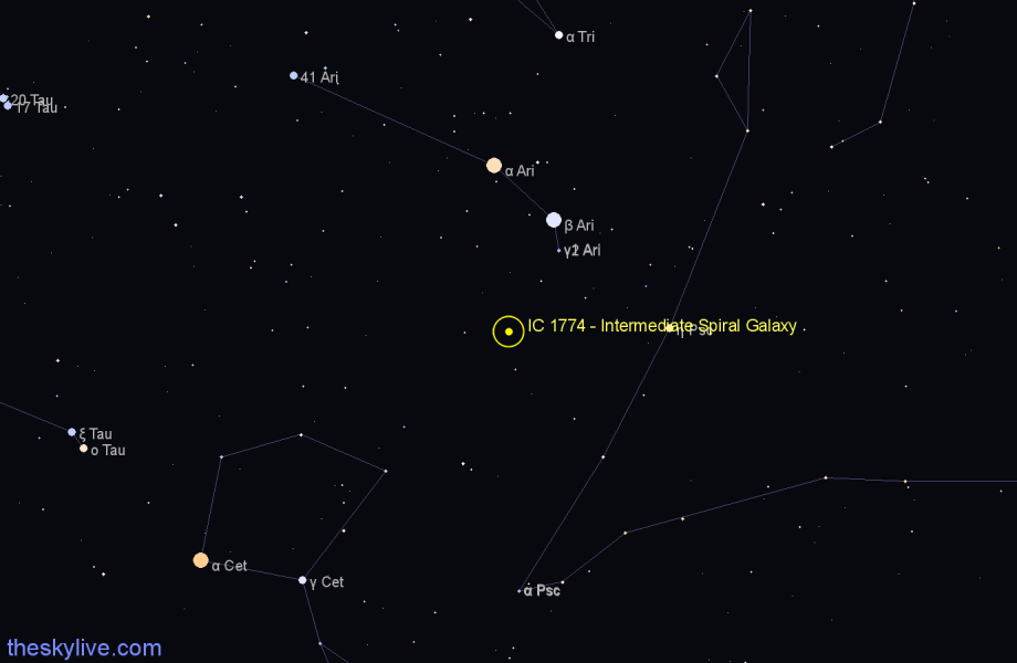 Finder chart IC 1774 - Intermediate Spiral Galaxy in Aries star