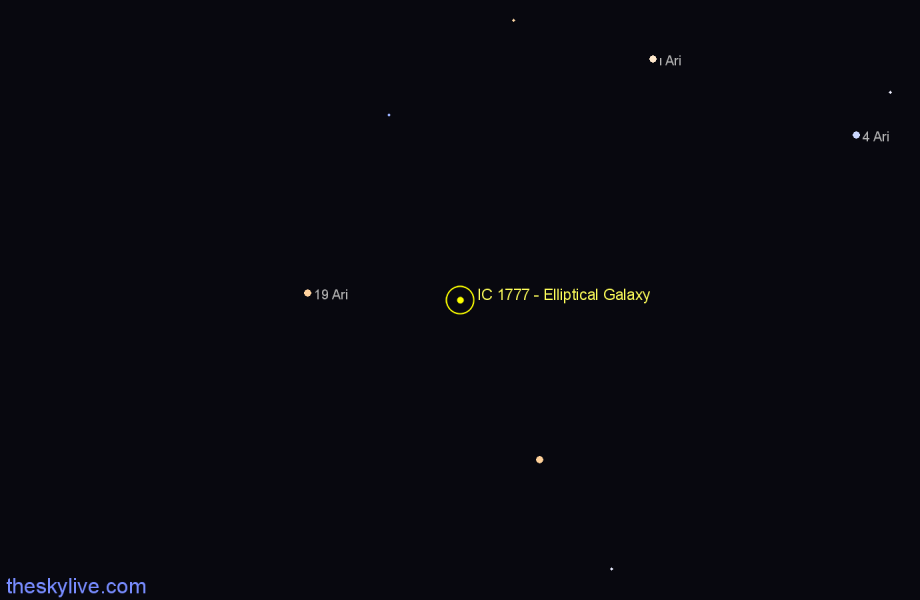 Finder chart IC 1777 - Elliptical Galaxy in Aries star