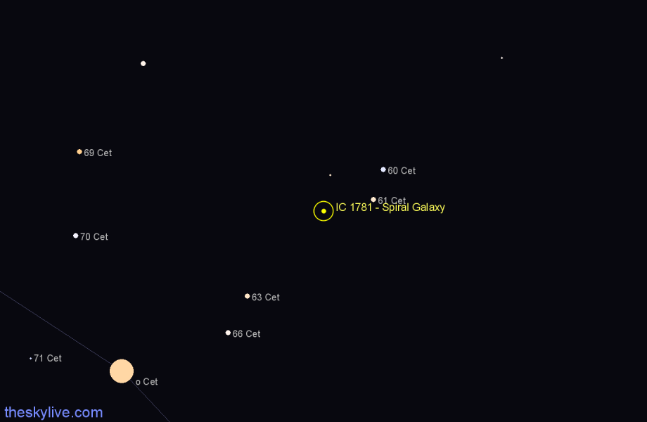 Finder chart IC 1781 - Spiral Galaxy in Cetus star