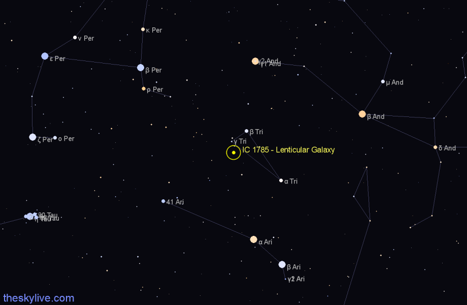 Finder chart IC 1785 - Lenticular Galaxy in Triangulum star