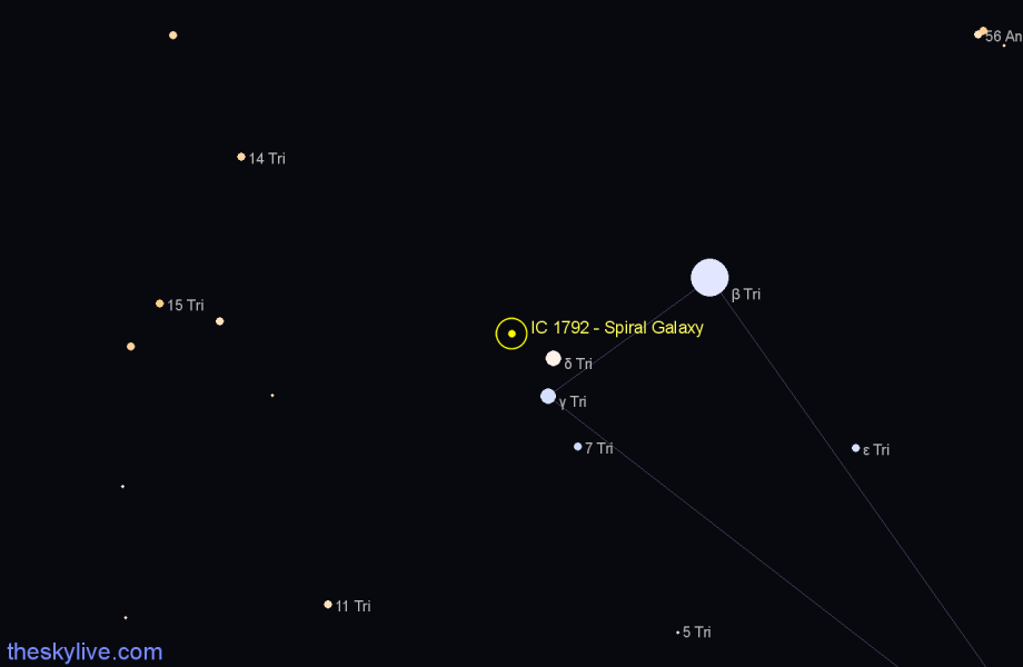 Finder chart IC 1792 - Spiral Galaxy in Triangulum star