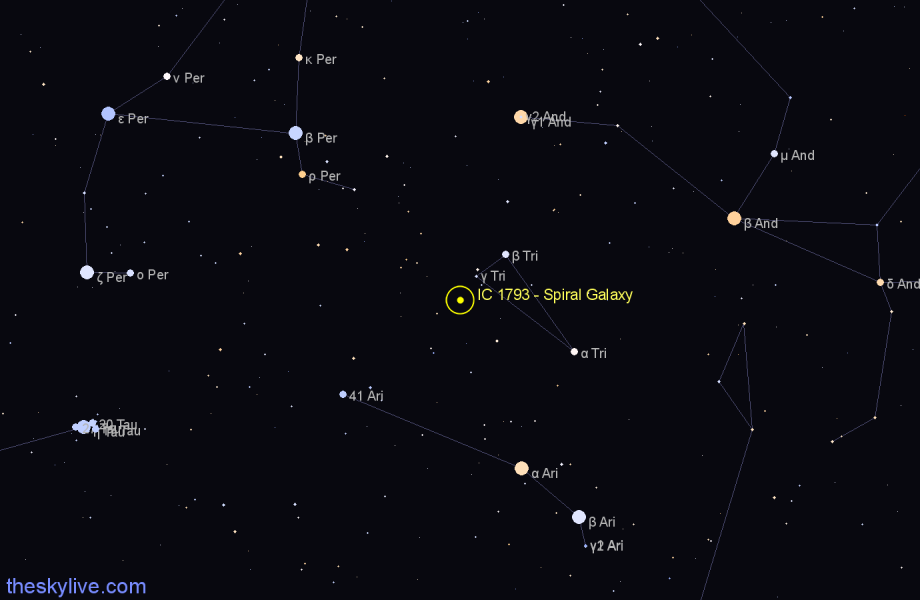 Finder chart IC 1793 - Spiral Galaxy in Triangulum star
