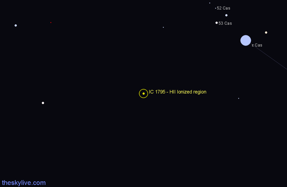 Finder chart IC 1795 - HII Ionized region in Cassiopeia star