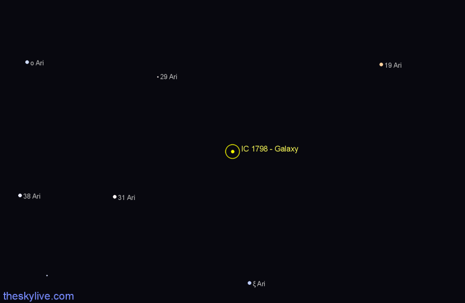 Finder chart IC 1798 - Galaxy in Aries star