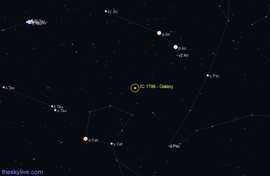 Finder chart IC 1798 - Galaxy in Aries star