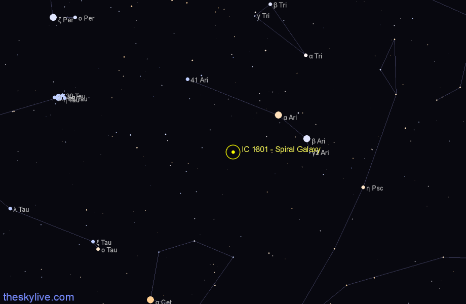 Finder chart IC 1801 - Spiral Galaxy in Aries star