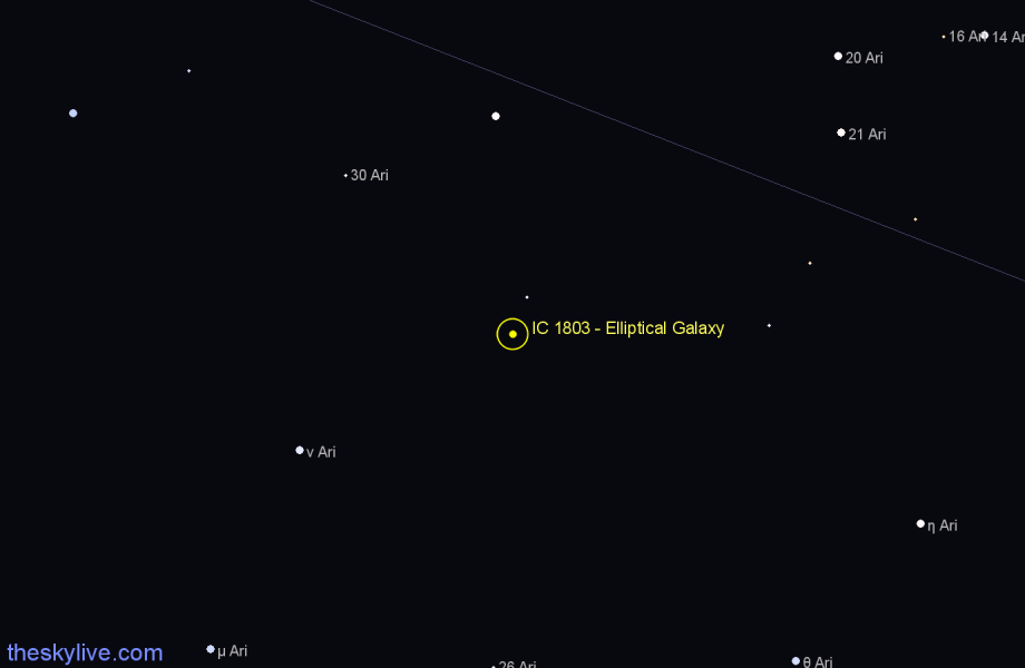 Finder chart IC 1803 - Elliptical Galaxy in Aries star
