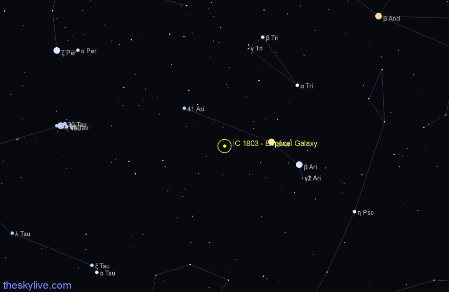Finder chart IC 1803 - Elliptical Galaxy in Aries star