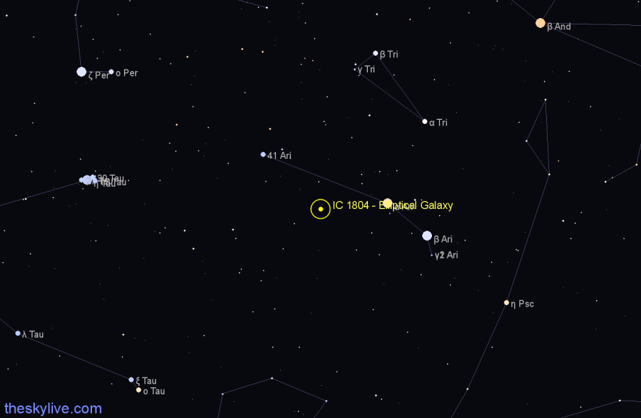Finder chart IC 1804 - Elliptical Galaxy in Aries star