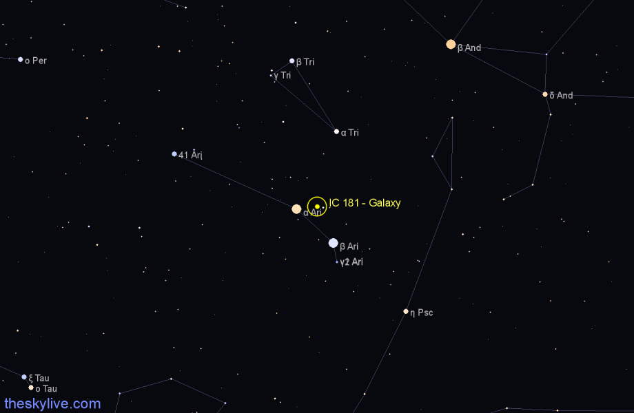 Finder chart IC 181 - Galaxy in Aries star