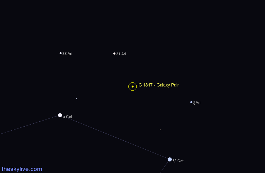 Finder chart IC 1817 - Galaxy Pair in Aries star