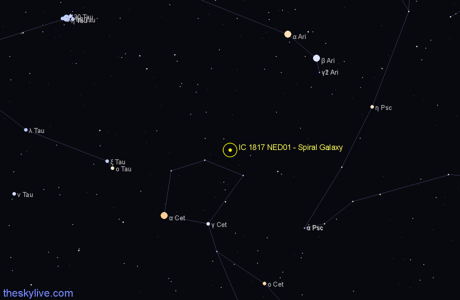 Finder chart IC 1817 NED01 - Spiral Galaxy in Aries star