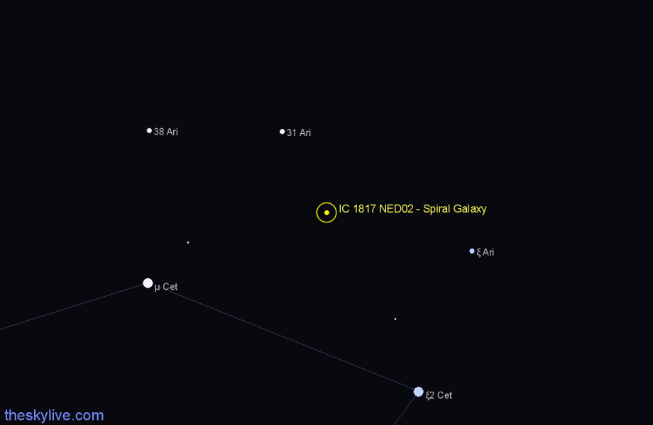Finder chart IC 1817 NED02 - Spiral Galaxy in Aries star