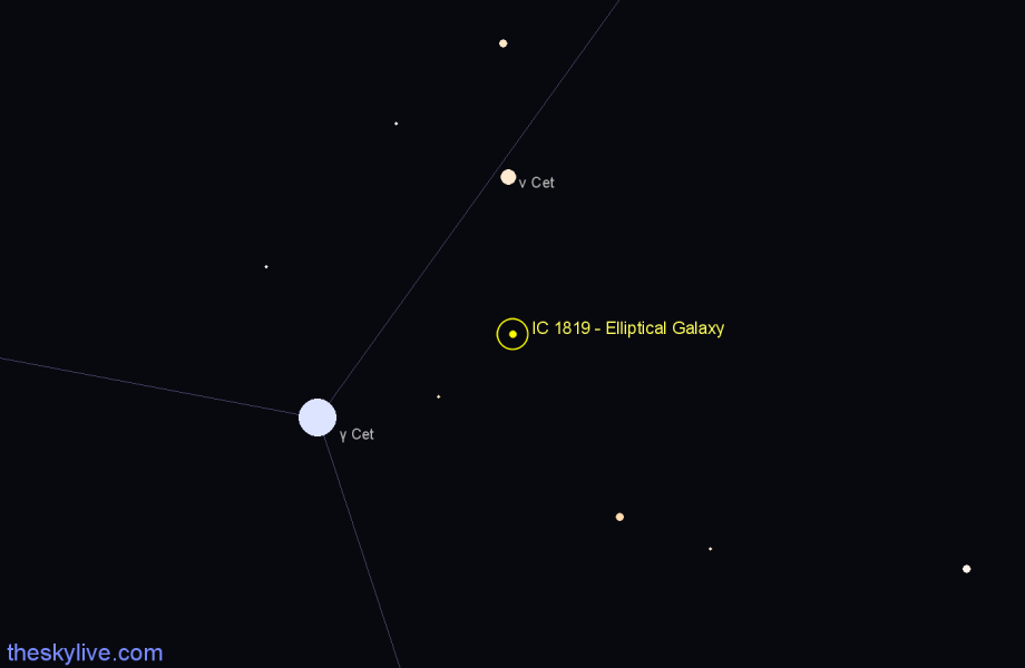 Finder chart IC 1819 - Elliptical Galaxy in Cetus star