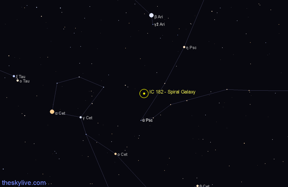 Finder chart IC 182 - Spiral Galaxy in Pisces star