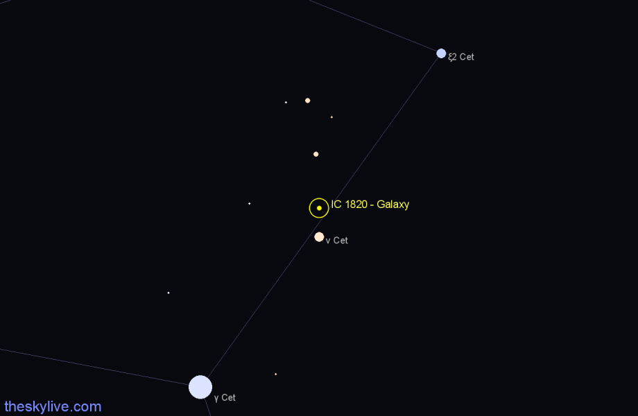 Finder chart IC 1820 - Galaxy in Cetus star