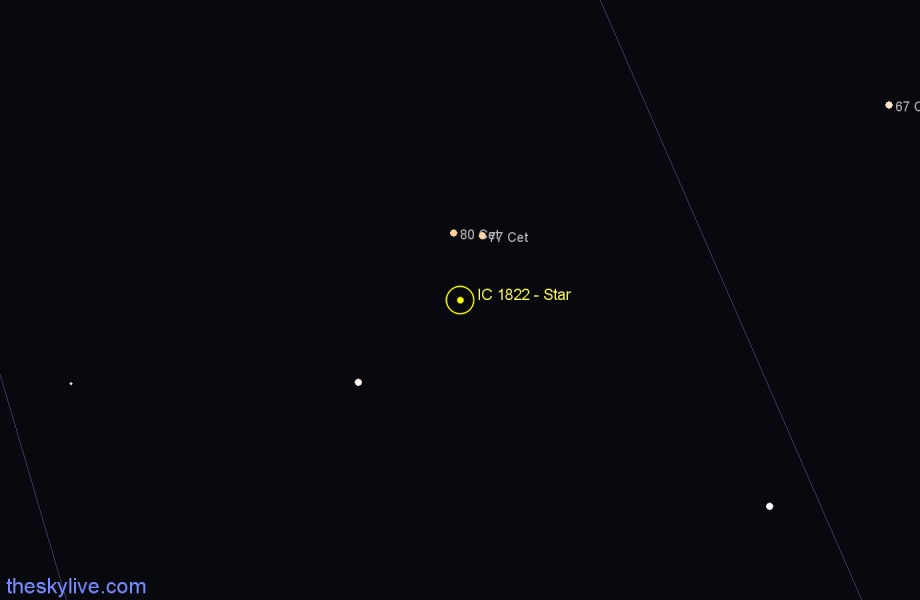 Finder chart IC 1822 - Star in Cetus star