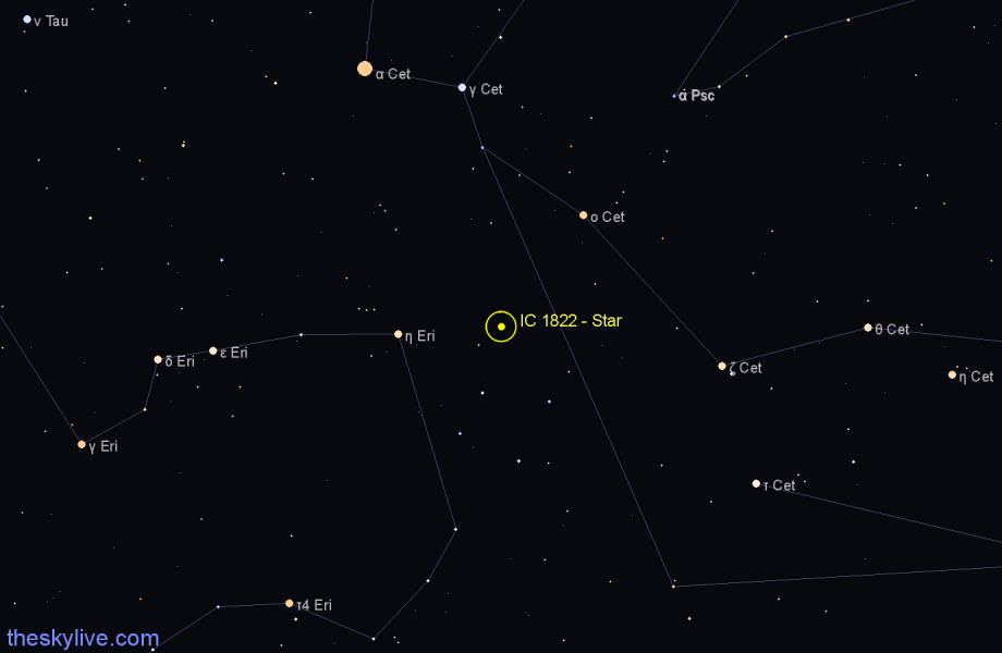Finder chart IC 1822 - Star in Cetus star