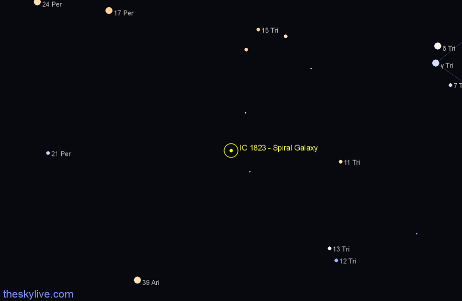 Finder chart IC 1823 - Spiral Galaxy in Triangulum star