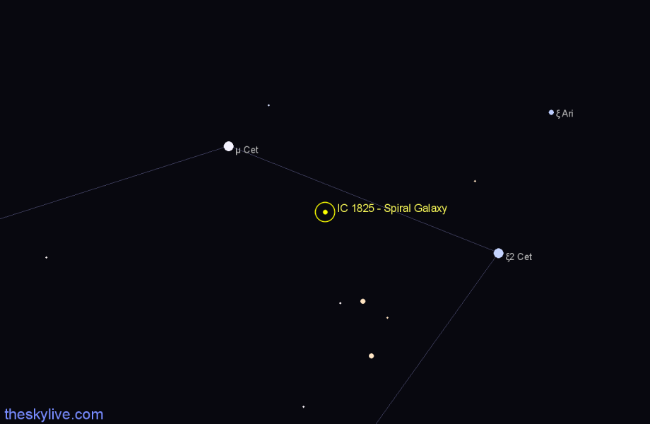 Finder chart IC 1825 - Spiral Galaxy in Cetus star