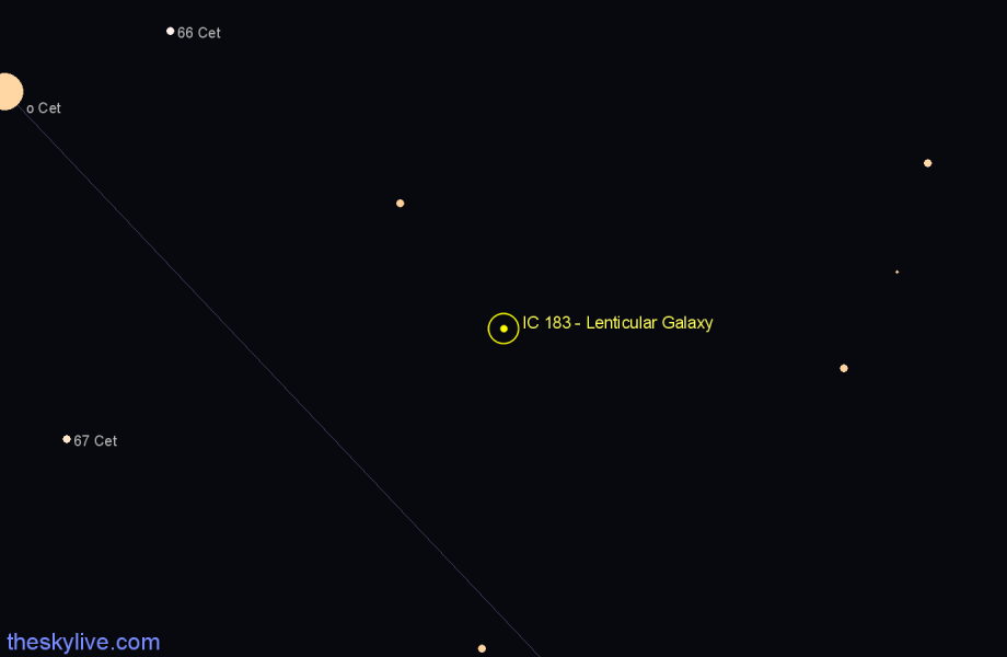 Finder chart IC 183 - Lenticular Galaxy in Cetus star