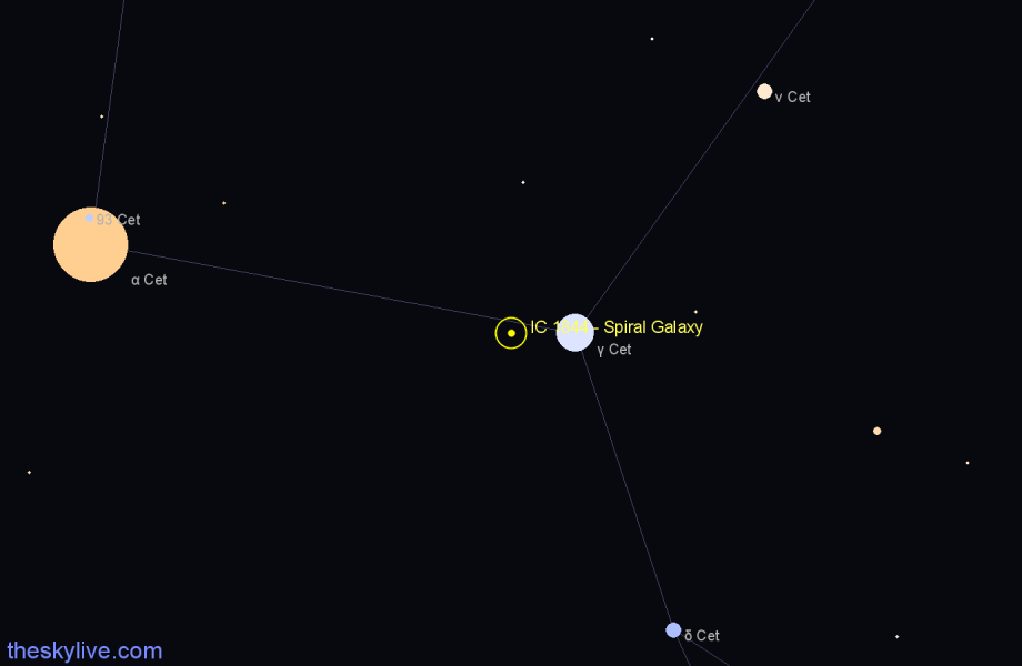 Finder chart IC 1844 - Spiral Galaxy in Cetus star