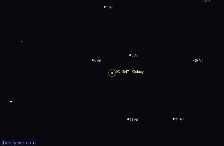 Finder chart IC 1847 - Galaxy in Aries star