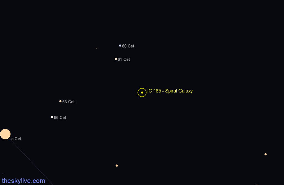 Finder chart IC 185 - Spiral Galaxy in Cetus star