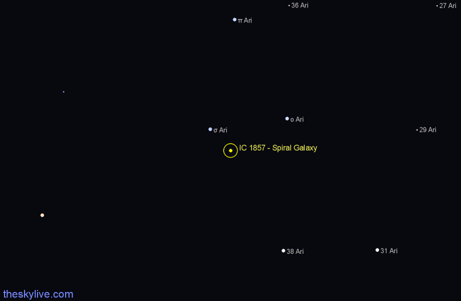 Finder chart IC 1857 - Spiral Galaxy in Aries star