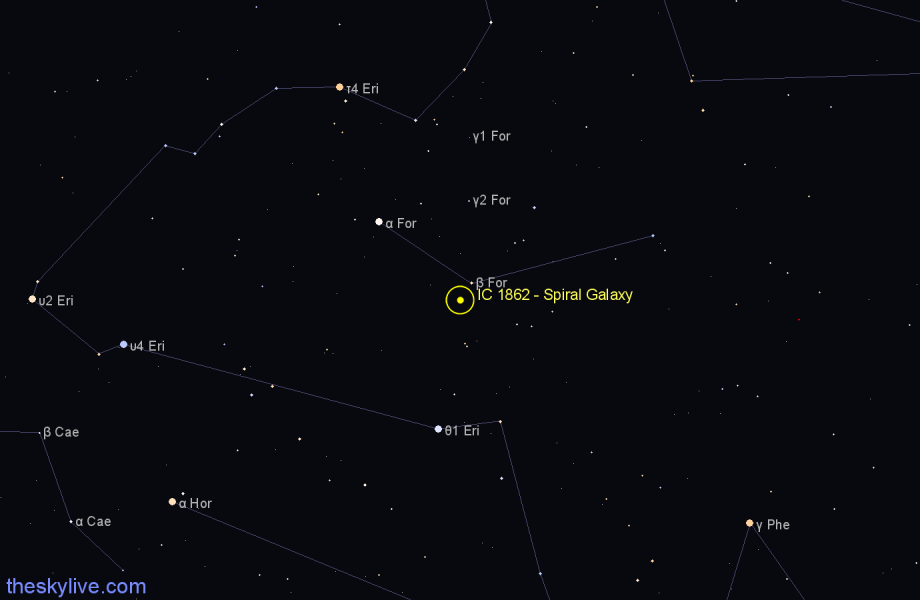 Finder chart IC 1862 - Spiral Galaxy in Fornax star