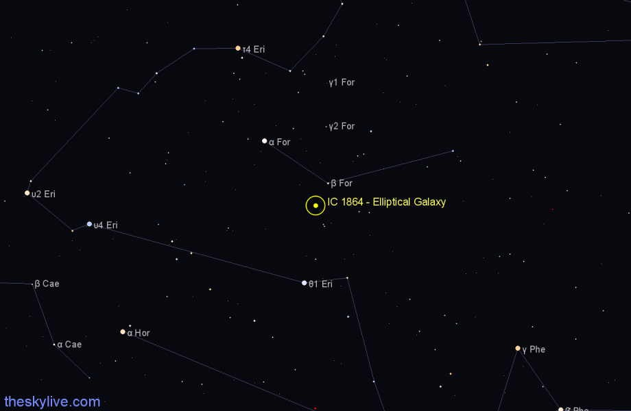 Finder chart IC 1864 - Elliptical Galaxy in Fornax star