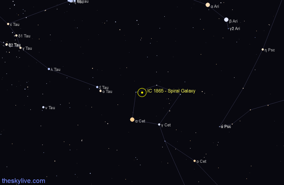 Finder chart IC 1865 - Spiral Galaxy in Cetus star