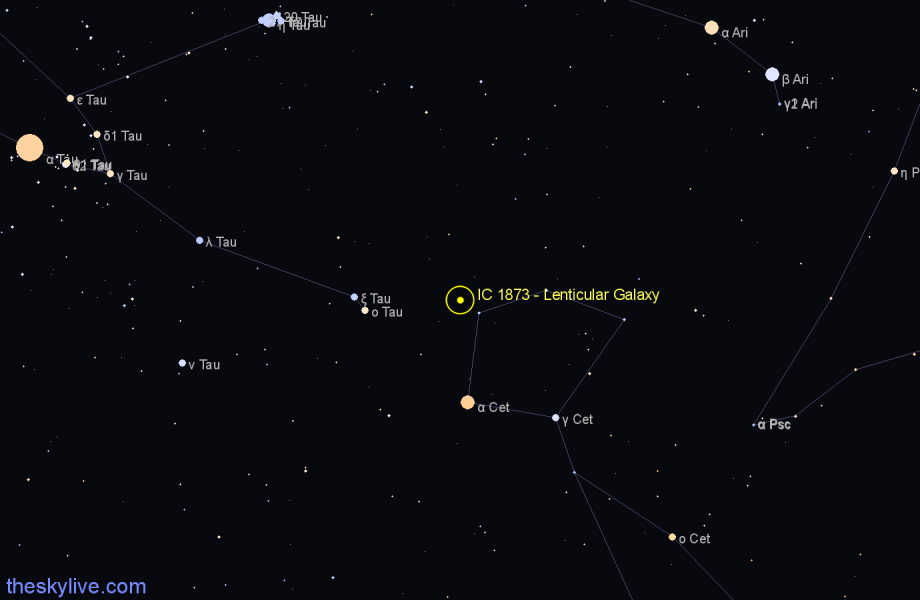 Finder chart IC 1873 - Lenticular Galaxy in Cetus star