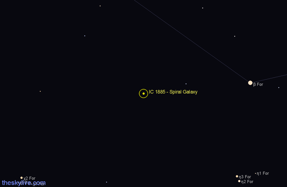 Finder chart IC 1885 - Spiral Galaxy in Fornax star